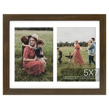 Double 5x7 Collage Picture Frame - Solid Wood with Tempered Glass - Double Pi...