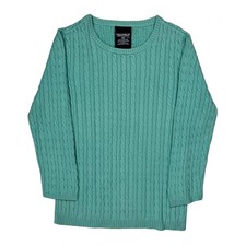 Polo By Ralph Lauren Cable Knit Sweater - Medium Green Cotton
