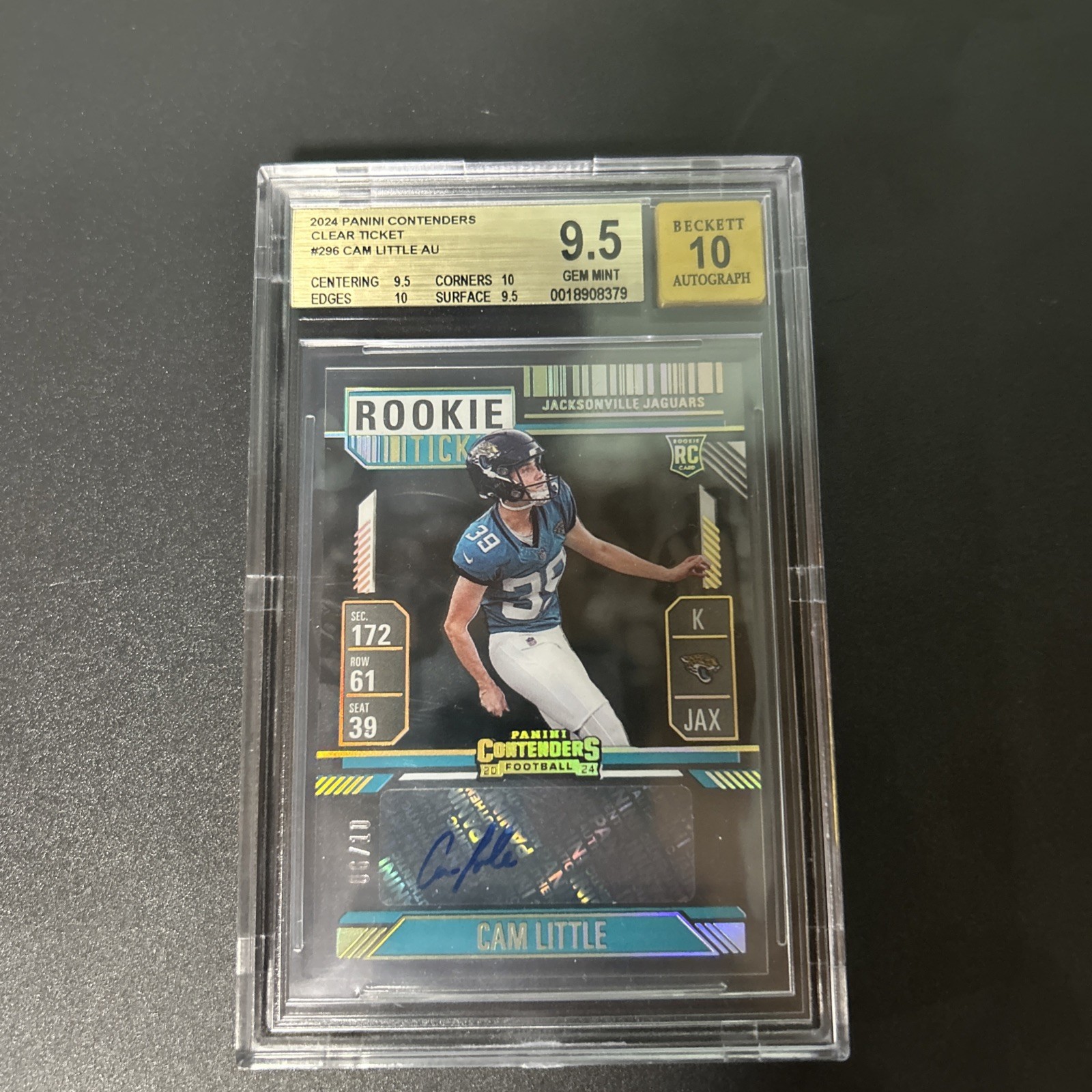 2024 Panini Contenders Cam Little RC Auto Clear # /10 Jags