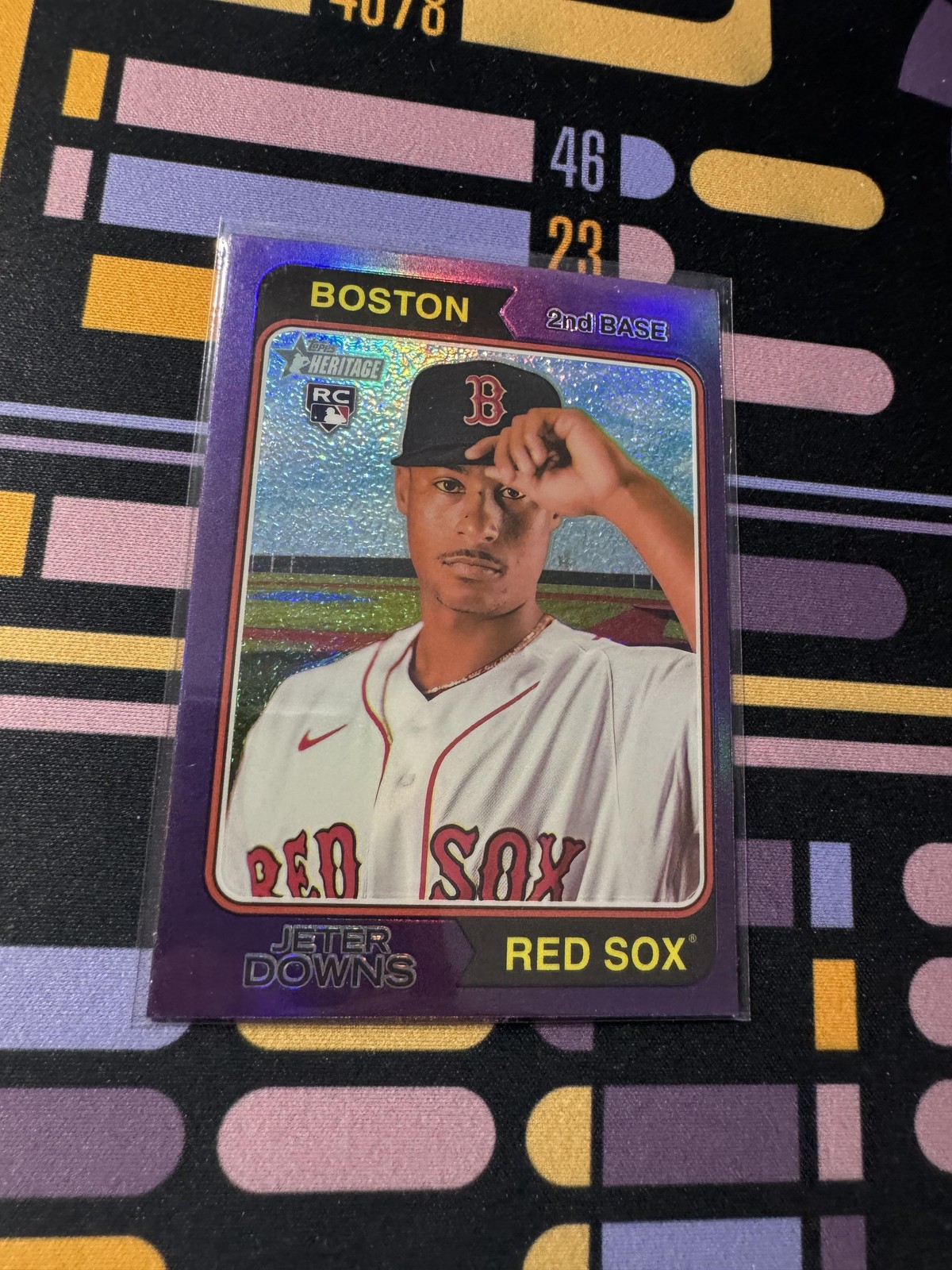 2023 Topps Heritage #84 Jeter Downs Chrome Purple Refractor