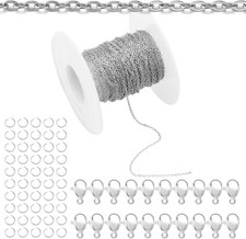 33Feet Stainless Steel Necklace Chains Cable Link Chains for Jewelry Making DIY