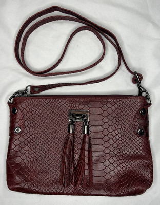 Mia Tomazzi Italian Snake Embossed Leather Crossbody Handbag