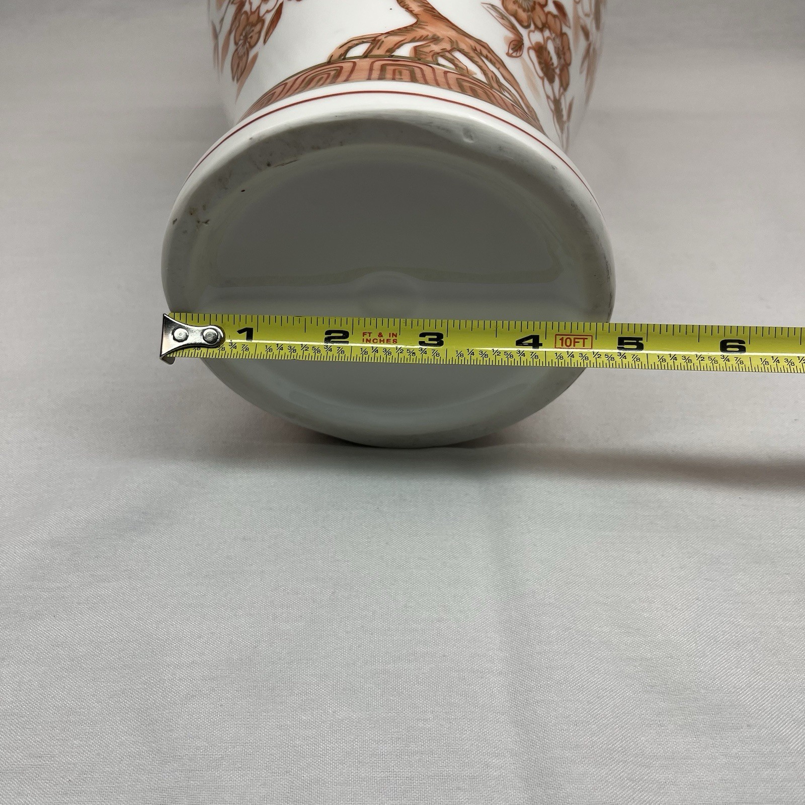 Norleans Japan Orange / Pink Flowers Vase Ming Tree 14” Gold Trim Vintage