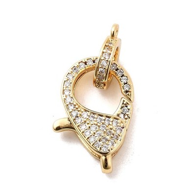 5x Brass Cubic Zirconia Lobster Claw Clasps Tube Bail Gold for Keychain Jewelry
