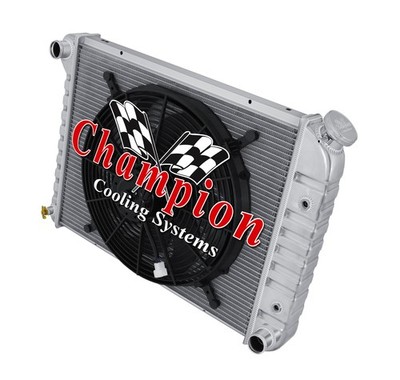 SR Champion 3 Row Stamped Tank Radiator 21'',16'' Fan for 1980-1987 Buick Regal V6