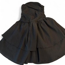 Black mini dress with ruffles and a sweetheart neckline, size S