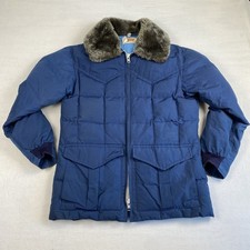 Vintage Comfy Goose Down Jacket Fur Collar USA Made 70s 80s Mens M/L Outdoor