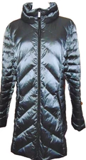 MY ANORAK DOWN JACKET WOMEN'S STEEL SHINY BLUE PUFFER COAT COMFORTER,QUILTED~XL