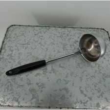 Vintage EKCO Chromium Plated Soup Ladle Black Handle Made in USA Pour Spout