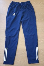 Adidas Pants Youth XL Blue Track Joggers Three Stripe Pockets Lined Running Gear