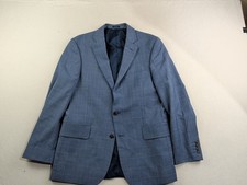 Stafford Classic Fit Coolmax All Season Wool Mens 42R Sky Blue Plaid Blazer