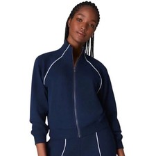 NEW NWT Spanx AirEssentials Pique Full Zip Track Jacket Timeless Navy Womens XS