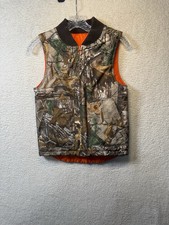 Carhartt Vest Youth Small 7/8 Camo Orange Reversible Quilted Realtree Hunting