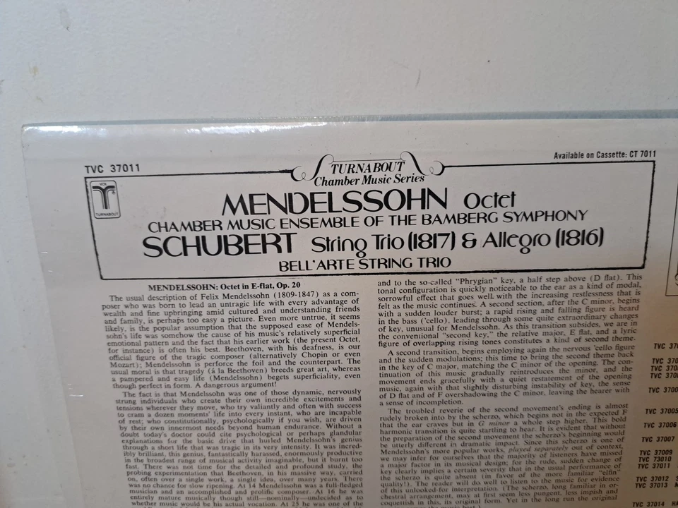Mendelssohn Octet Schubert String Trio & Allegro New Sealed Turnabout Vox LP - Image 3 of 4