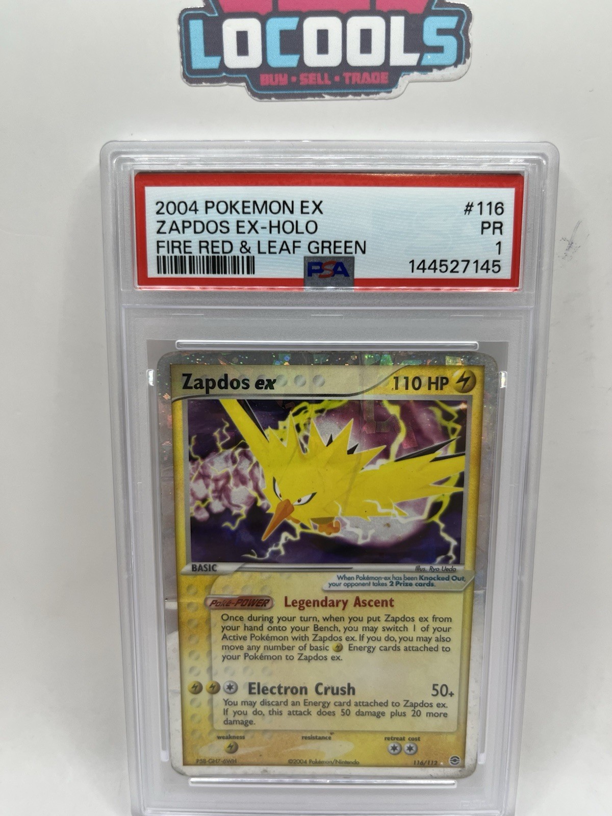 2004 POKEMON EX FIRE RED & LEAF GREEN #116 ZAPDOS EX-HOLO PSA 1