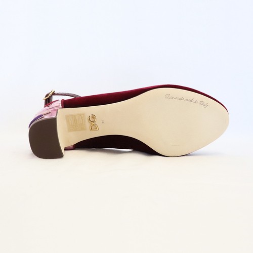 SALE DOLCE&GABBANA Pumps Velvet Heart Detachable Ankle Strap Dark Red IT36 NEW - Picture 8 of 9