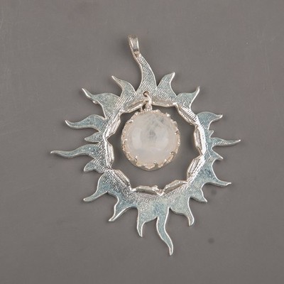 Rainbow Moonstone Gemstone Handmade 925 Sterling Silver Jewelry Pendant Gift For