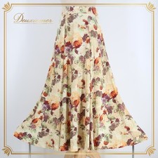Chacott Ballroom Dance Costume Skirt M Yellow Floral Pattern Lesson Wear