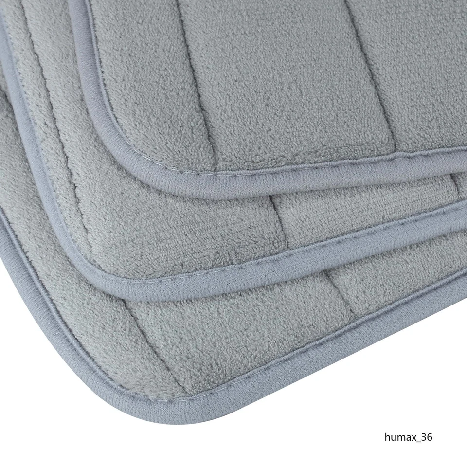 Juego de alfombrillas de baño de espuma viscoelástica gris de 3 piezas alfombra de inodoro antideslizante lavable Foto 4 de 4