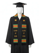 CLASS OF 2026 Black Graduation Kente Stole Sash