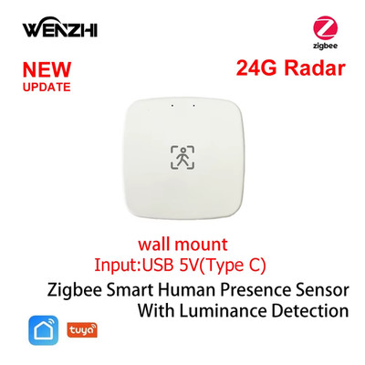 Zigbee Wifi 24G Mmwave Radar Human Presence Motion Sensor with Luminosity/Distan
