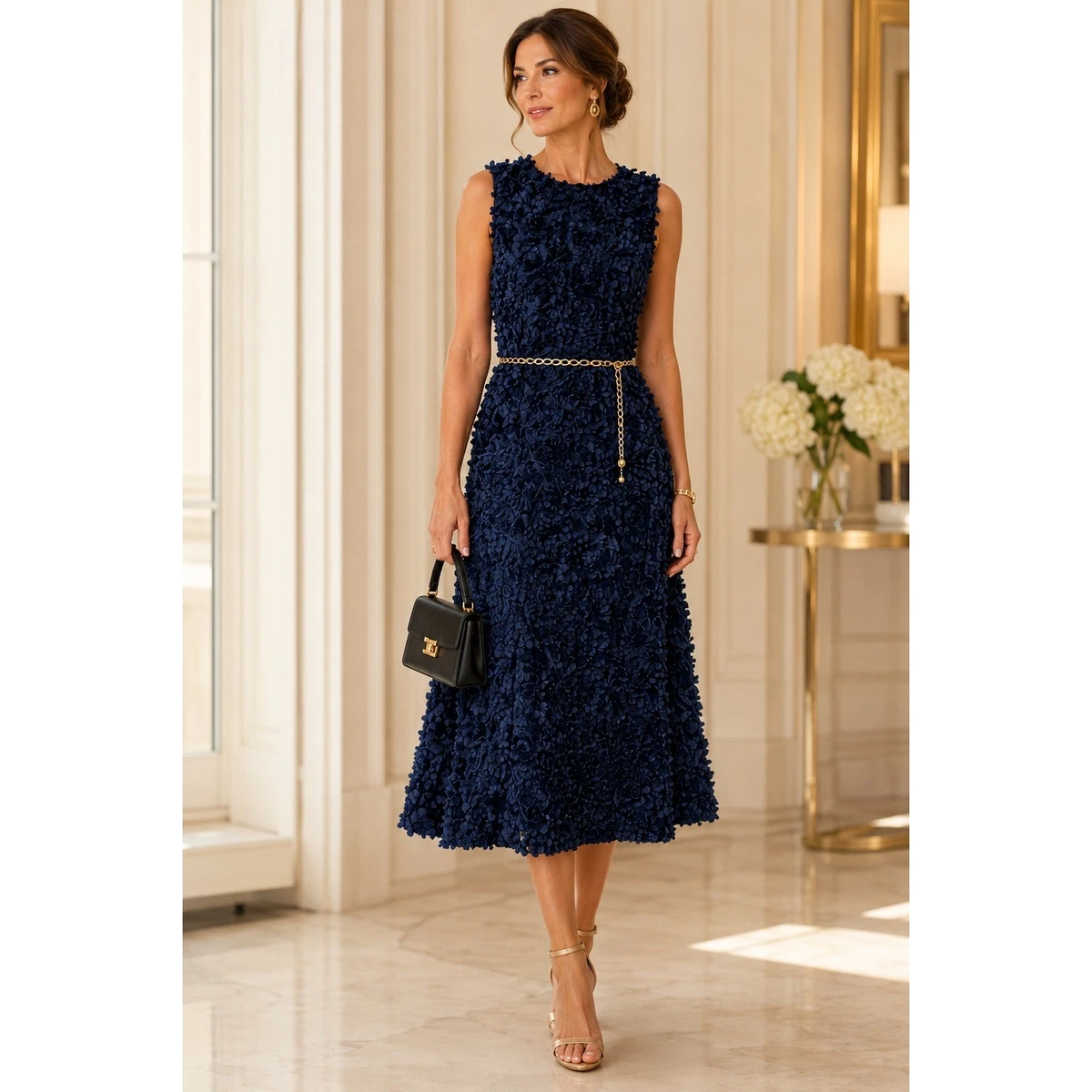 akris cocktail dresses Cocktail Dress with 3D Carnation Embroidery cream / 10
