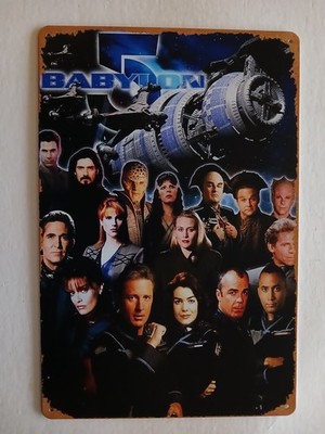 BABYLON 5 Blechschild Vintage 20x30 cm Cast V3  Bruce Boxleitner Mira Furlan