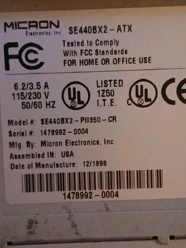 Vintage Micron Clientpro SE440BX2 - ATX P11350-CR . Tested . works needs OS - Zdjęcie 2 z 5