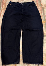 AGOLDE Dara Womens Baggy Loose Straight Jeans Tonal Black Denim Frayed Hem 31