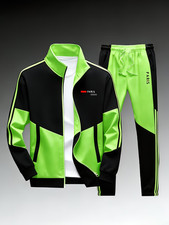 New Mens 2Pc Tracksuit Set Paris High Collar Jacket Colorblock Sportswear Active