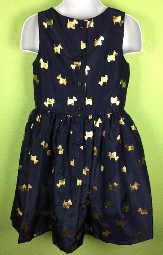 Gr. 5 2 teiliges Gymboree Kleid / Pullover Set Scotty Hund Mädchen blau gold Mädchen - Bild 5 von 12