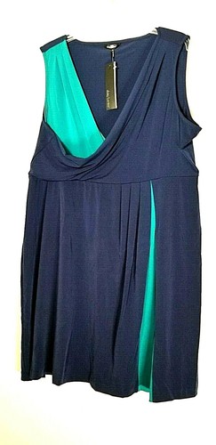Daisy Fuentes Womens Navy & Teal Sleeveless Dress XL 18 20 NWT New - Picture 3 of 6
