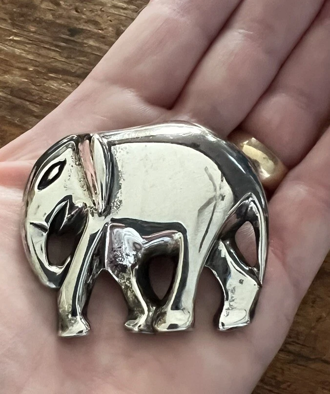 Broche Colgante Elefante James Avery Retirado Plata de Ley 925 Grande 39g