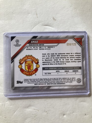 2021-22 Topps Chrome UCL Rose Gold Mini Diamond /125 Amad Diallo Manchester #11 - Picture 6 of 6