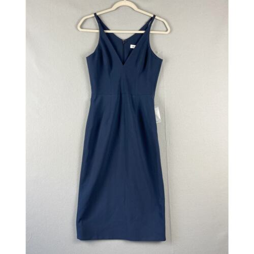 Dress The Population Lyla Sheath Dress Womens Small Blue V-Neck Classic Chic NWT