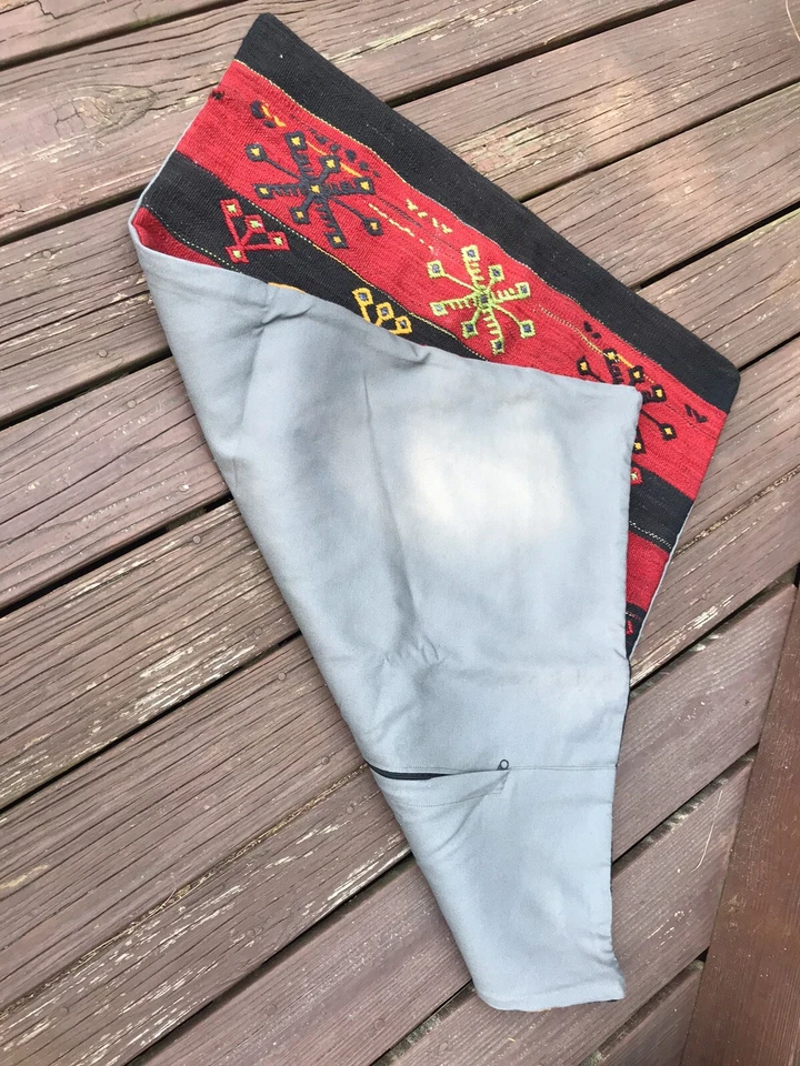 Funda de almohada turca Kilim almohada hecha de alfombra tejida a mano vintage 26x37"  Foto 4 de 4