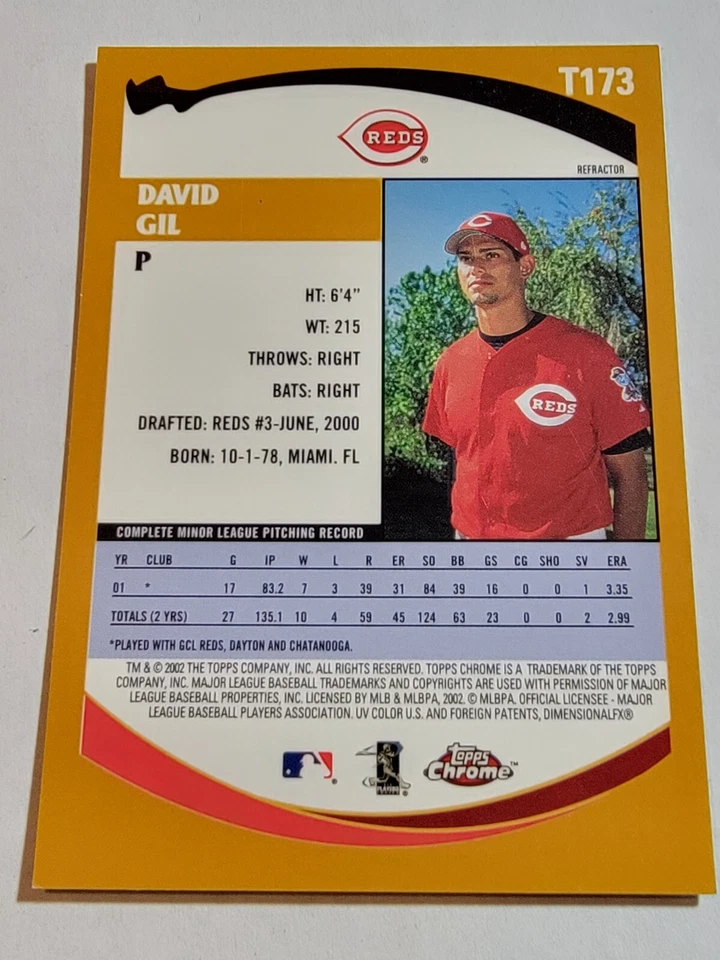 2002 Topps Chrome Traded Refractors #T173 David Gil Cincinnati Reds - Image 2 of 2
