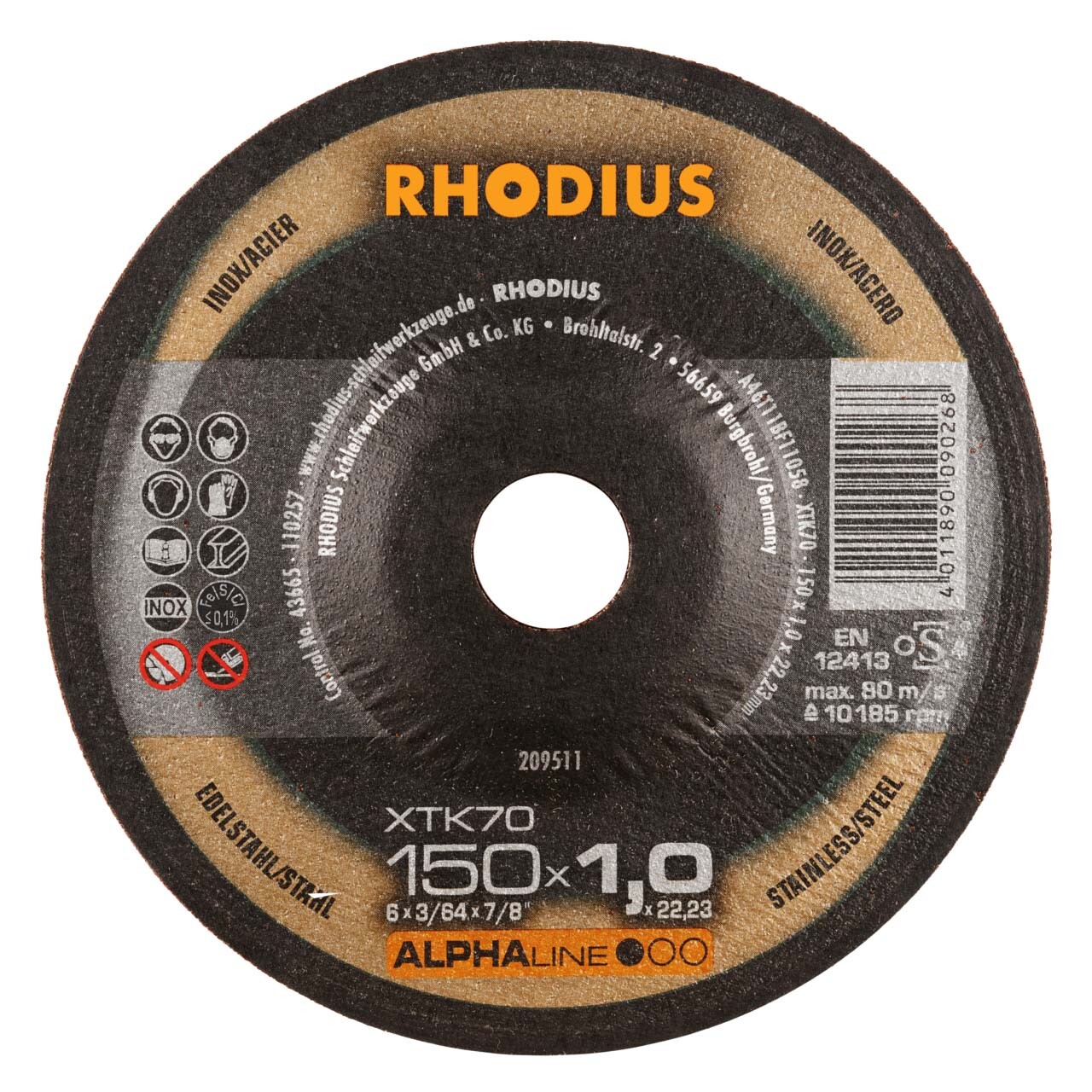 RHODIUS XTK70 150 x 1.0 x 22.23 mm Extradünne Edelstahl-Trennscheibe (209511)
