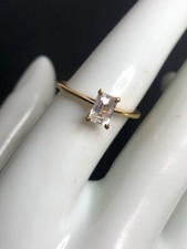 4443 Vermeil Gold plated sterling 925 minimalist solitaire ring sz 7