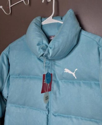 New With Tags! PUMA 480 STYLE WOMEN'S DOWN JACKET MILKY BLUE PUFFER - MSRP $170!