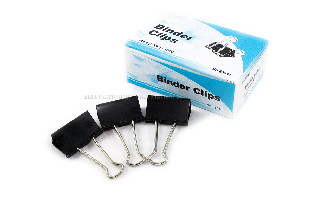 New 12 PCs 41mm 1-5/8 Binder Clips,Medium Size Metal Paper Binding Office  1 DOZ