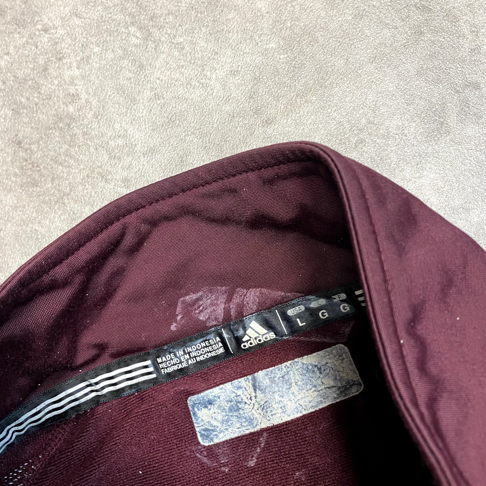 Adidas Track Jacket Mens Large 90's Full-Zip Sports Windbreaker, Burgundy image 7
