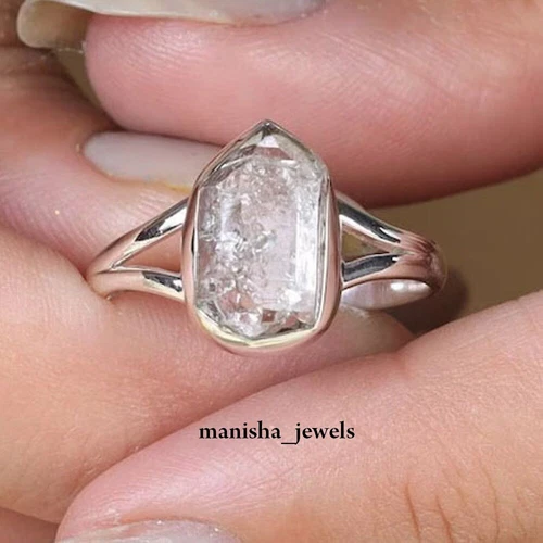 Herkimer Diamond Gemstone 925 Sterling Silver Ring Gifts Jewelry All Size CA-215
