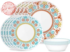 Global Collection Vitrelle 12-Piece Dinnerware Set, Triple Layer Recycled Glass