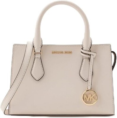 MICHAEL KORS SHEILA SMALL SATCHEL SHOULDER CROSSBODY BAG CENTER ZIP LIGHTCREAM .