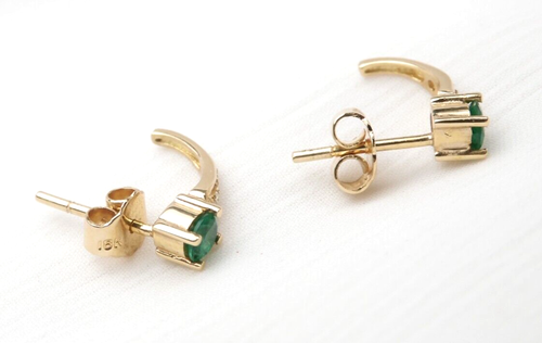 Colombian Emerald & Diamond Earrings 0.39 TCW 18K Yellow Gold Fine Jewelry Muzo - Picture 12 of 14