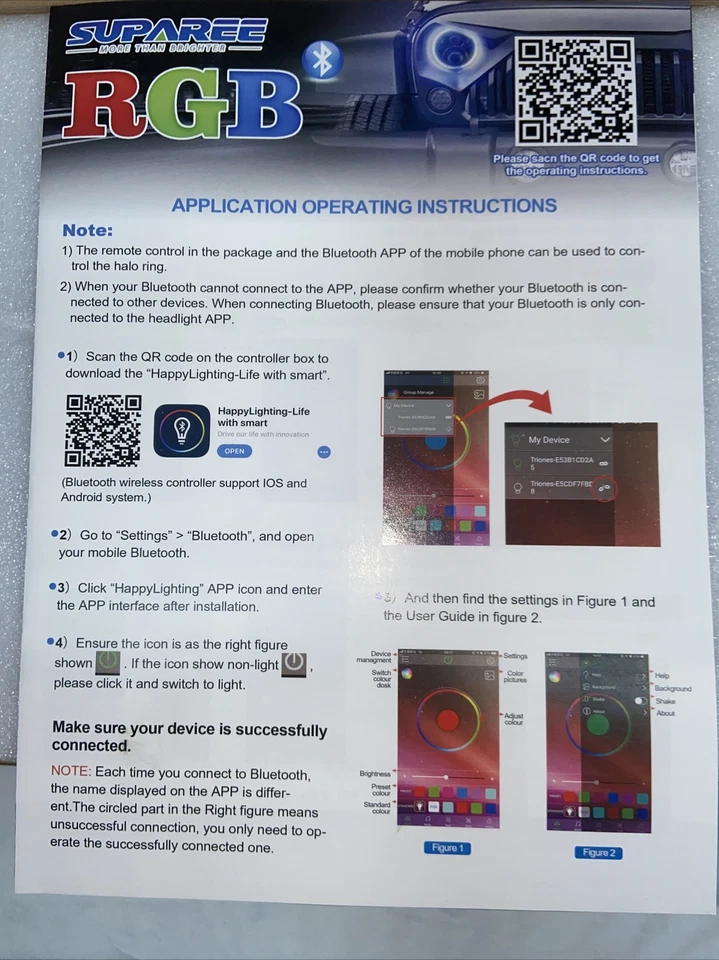 "Faros LED Halo RGB Jeep Wrangler Rubicon Suparee 7"" con control remoto, 97-18" Foto 4 de 4