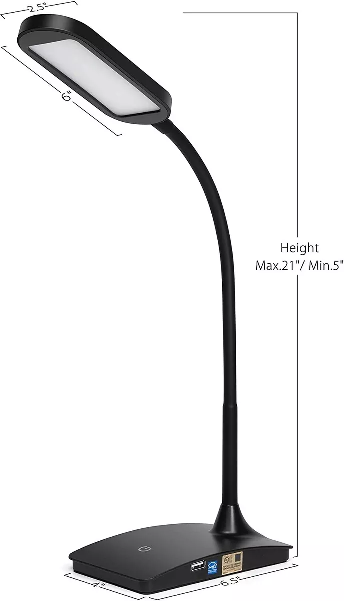 Elegante Lampara De Escritorio Con Luz LED Y Cargador USB Para
