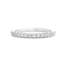 Thin Diamond Eternity Ring Wedding Band 14K White Gold .57 CTW, Size 6.25