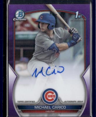 2023 Bowman Draft #CDA-MCA Michael Carico Chrome Prospect Autographs Purple
